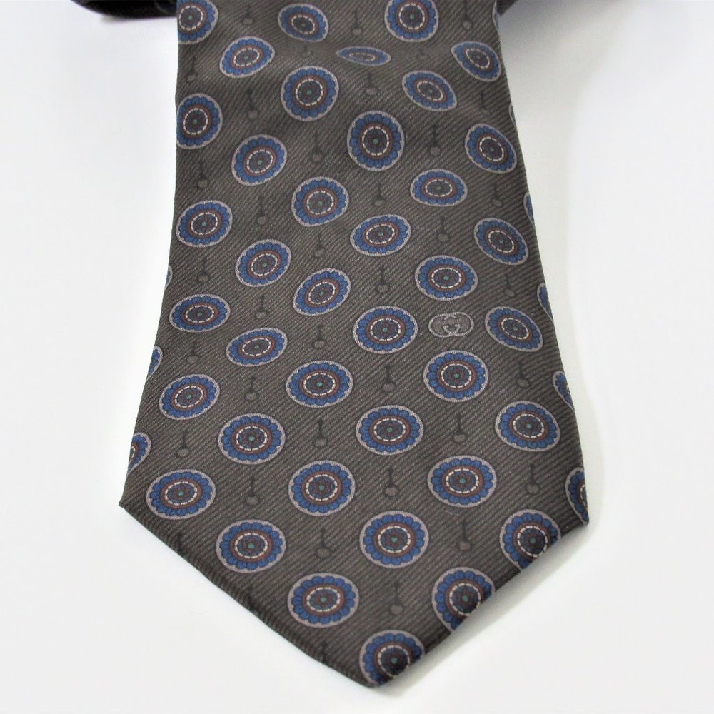 Men's Olive Green Tie | Gucci Brown Silk Necktie